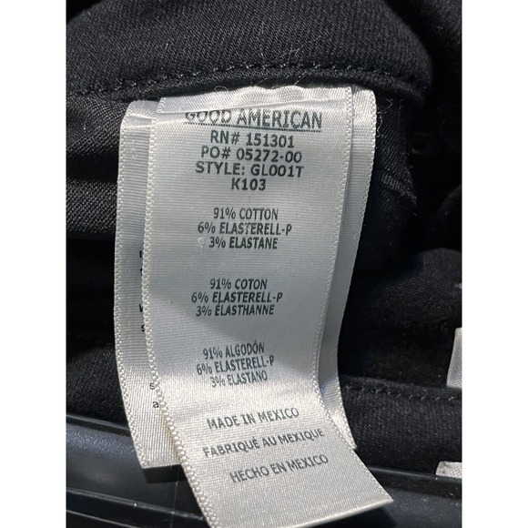 Good American Good Legs Black Coated Skinny‎ Jeans GL001T Size 2/26 High Rise - Picture 8 of 9